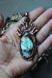 Labradorite/ Quartz/ Faceted Garnet Copper Necklace
