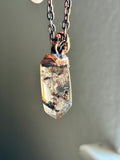 Rare Garden Quartz With Titanium Rutile & Hessonite Copper Necklace
