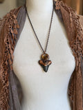 Titanium Rutile/ Hypersthene/ Fossil Mako Shark Tooth Copper Necklace