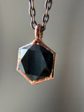 Blue Tigers Eye Hexagon Copper Necklace