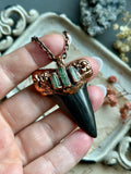 Mako Shark Tooth & GreenTourmaline Copper Necklace