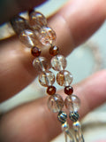 Golden Rutile & Hessonite Garnet Beaded Sterling Silver Necklace
