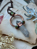 Double Terminated Tibetan Quartz/Green Garnet/ Peridot Copper Necklace