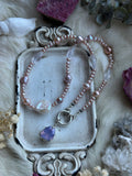 Pearl, Faceted Amethyst & Lavender Quartz Sterling Silver Necklace