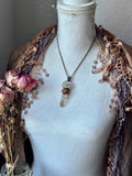 Uv Reactive Petroleum Quartz/ Imperial Topaz/ Prehinite/ Green Tourmaline Copper Necklace