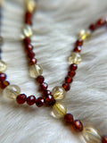 Sunstone/ Rutile/ Hessonite Garnet Sterling Silver Necklace