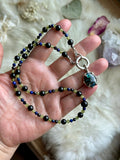 Black Matrix Opal/ Peridot/Lapis Lazuli/ Hypersthene Beaded Sterling Silver Necklace