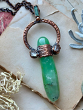 Chrysoprase/ Herkimer Diamond/ Green Tourmaline Copper Necklace
