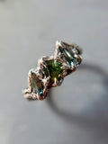 Abstract Green Sapphire Sterling Silver Ring Size 6.25