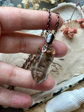 Rare Garden Quartz With Titanium Rutile & Hessonite Copper Necklace