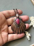 Real Seashell/ Rhodonite/ Pearl Copper Necklace