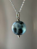 Black Aquamarine Orb Sterling Silver Necklace
