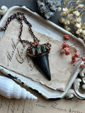 Mako Shark Tooth Fossil/ Sunstone/ Paprok Tourmaline Copper Necklace