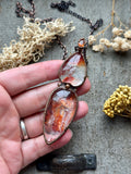 Fire Quartz & Faceted Hessonite Garnet Copper Necklace