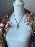 Chrysoprase/ Clear Quartz Point Copper Necklace