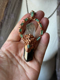 Green Tourmaline/ Garden Quartz Copper Necklace
