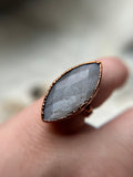 Grey Moonstone Copper Ring Size 6
