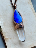 Blue Labradorite & Clear Quartz Copper Necklace