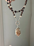 Rutile/ Garnet/ Smokey Quartz Beaded Sterling Silver Necklace