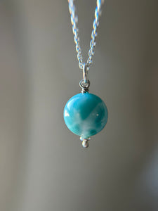 Larimar Orb Sterling Silver Necklace