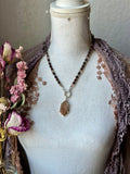 Rutile/ Garnet/ Smokey Quartz Beaded Sterling Silver Necklace