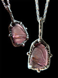 Dainty Carved Pink Tourmaline Sterling Silver Necklace