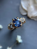 Ceylon Sapphire & Diamond 14k Yellow Sold Gold Ring Size 6