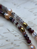 Faceted Spinel & Baroque Fresh Water Pearl Sterling Silver Beaded Necklace