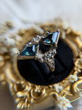 18k White Gold Sapphire & Diamond Ring Solid Gold
