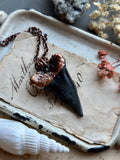Mako Shark Tooth Fossil/ Sunstone/ Paprok Tourmaline Copper Necklace