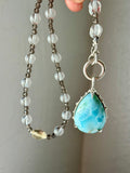 Larimar/ Smoky Quartz/ Clear Quartz/ Citrine Beaded Sterling Silver Necklace
