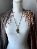 Green Beryl, green Tourmaline, UV reactive Herkimer Diamond, Clear Quartz Copper Necklace