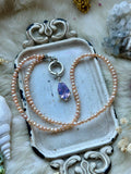 Fresh Water Pearl & Lavender Quartz Sterling Silver Necklace