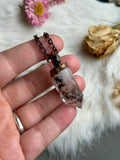 Rare Hematite In Quartz with Garnet Copper Necklace