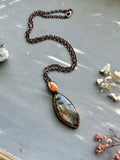 Labradorite & Orange Kyanite Copper Necklace