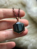 Blue Tigers Eye Hexagon Copper Necklace