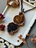 Double Ammonite & Black Tourmaline Copper Necklace