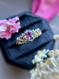 Pink & Yellow Sapphire Sterling Silver Ring Size 7