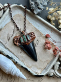 Mako Shark Tooth & GreenTourmaline Copper Necklace