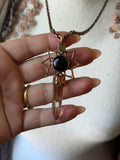 Smoky Quartz, Onyx, Peridot Copper Necklace