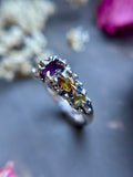 Pink & Yellow Sapphire Sterling Silver Ring Size 7