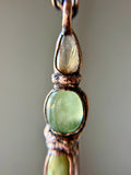 Golden Rutile/ Prehinite/ Tibetan Turquoise/ Smoky Quartz Copper Necklace
