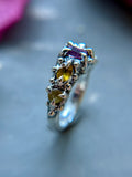 Pink & Yellow Sapphire Sterling Silver Ring Size 7