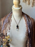 Rose Cut Onyx/ Amethyst/ Clear Quartz Point Copper Necklace