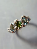 Abstract Green Sapphire Sterling Silver Ring Size 6.25