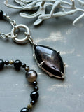 Hypersthene/Black Spinel/ Black Sunstone Beaded Sterling Silver Necklace