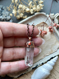 Clear Quartz Point & Hessonite Copper Necklace