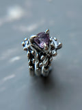 Kunzite Triple Band Sterling Silver Ring Size 8