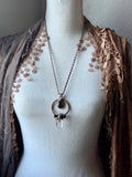 Clear Quartz, Hypersthene, Onyx, Moonstone Copper Necklace Pendant