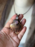 Kyanite/ Rainbow Moonstone/ Sea Shell Copper Necklace